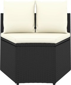 vidaXL 2 részes fekete polyrattan kerti ülőgarnitúra párnákkal