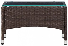 barna polyrattan dohányzóasztal 60 x 40 x 36 cm