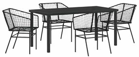 vidaXL Kert étkező szett 5 pcs Fekete polirattan