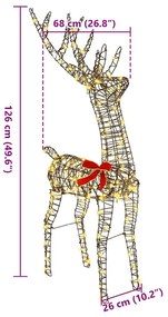 3D rénszarvas 140 LED-del Meleg fehér 128 cm Rattan