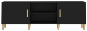 fekete szerelt fa TV-szekrény 150 x 30 x 50 cm