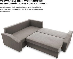 Grande Plus sarokkanapé, baloldali, szövet anyag, szürke