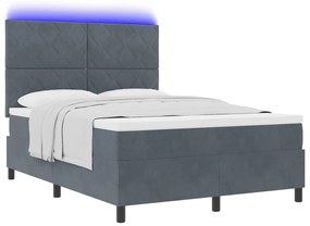 Boxspring Ágy Mattal és LED Fekete Szürke 140x200 cm Bársonyos