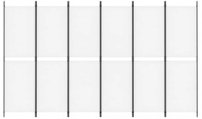 6 paneles fehér szövet térelválasztó 300x180 cm