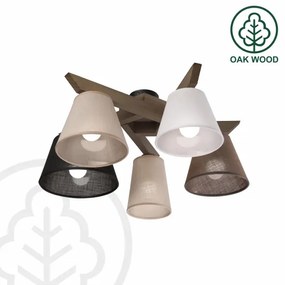 Brilagi - LED mennyezeti lámpa ANTHONY 5xE14/40W/230V tölgy-dió