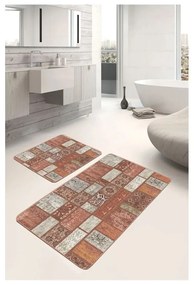 Barna bársony fürdőszobai kilépő szett 2 db-os 60x100 cm – Mila Home