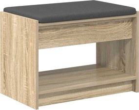 vidaXL Előtér pad Sonoma tölgy 63 x 38 x 45 cm Műanyag Fa és Szövet