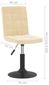 6 db krémszínű bársony forgó étkezőszék