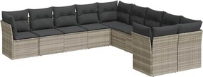 vidaXL 10 részes világosszürke polyrattan kerti ülőgarnitúra párnákkal