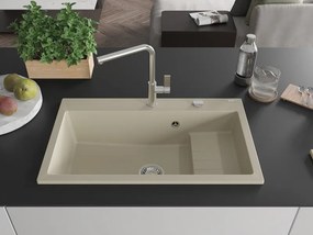 Mexen Omar gránit mosogató 1 rekeszes 800 x 480 mm, bézs, króm szifon - 6520801005-69