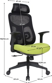 Irodai szék, zöld/fekete, teherbírás 150 kg, SULIVAN