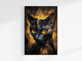 Poszter Grafika Macska Fekete Arany Geometria Mozaik 3D 40x60
