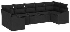 vidaXL Kanapé Szett párnával 7 pcs Fekete polirattan