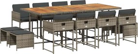 vidaXL 13 részes szürke polyrattan kerti ülőgarnitúra párnákkal