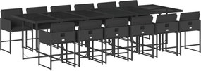 vidaXL 13 részes fekete polyrattan kerti ülőgarnitúra párnákkal