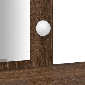 LED világítással ellátott sminkasztal Barna tölgy 102x33x135 cm