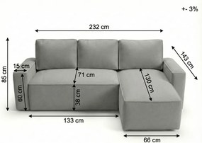 SMART BOUCLE L alakú kihúzható, megfordítható sarokkanapé 232x143 cm, sötétzöld