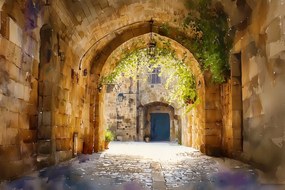 Fotótapéta Flizelina Görögország Rodosz Utca Óváros Ív Gótikus 152,5x104 ragasztó