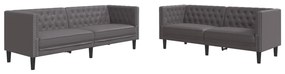 2 részes szürke műbőr Chesterfield kanapégarnitúra