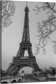 Vászonkép Fekete-fehér Eiffel-torony Franciaország Retro 80x120 cm