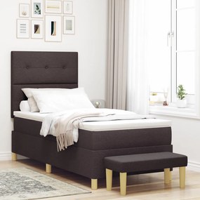Boxspring Ágy Matrachoz és Padhoz Sötétbarna 100x200 cm Szövet