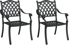 vidaXL Kerti Szék 2 pcs Fekete 56 x 55 x 92.5cm Alumínium