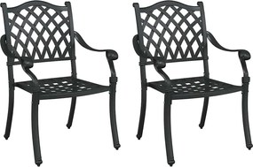 vidaXL Kerti Szék 2 pcs Fekete 56 x 55 x 92.5cm Alumínium