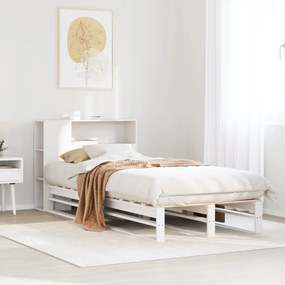 fehér tömör fa könyvespolcos ágy matrac nélkül 100 x 200 cm