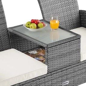 Casaria® Kerti rattan pad 143x55x88cm - szürke