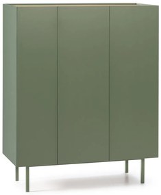 Zöld magas komód tölgyfa dekorral 95x120 cm Arista – Teulat