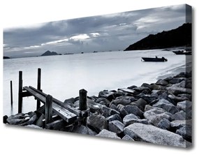 Vászonkép nyomtatás Beach Stones Landscape 140x70 cm