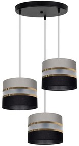 Csillár zsinóron CORAL 3xE27/60W/230V szürkés-fekete