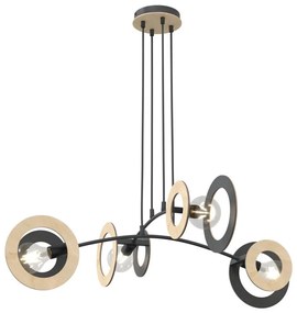 Csillár zsinóron SKIVA 4xE27/15W/230V fekete/bézs