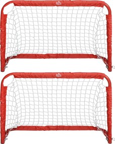 HOMCOM Összecsukható Foci Kapu 2 Részes Készlet Fém Kerettel Gyerekeknek és Felnőtteknek, Kert, 90 x 36 x 60 cm, Piros | Aosom