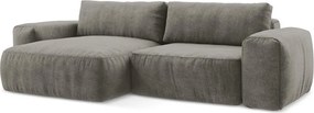 Szürke zsenília kinyitható sarokkanapé (bal oldali-heverő résszel) Kuki – Makamii