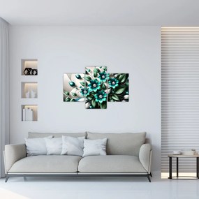Kép - 3D türkiz virágok (90x60 cm)