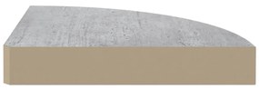 4 db betonszürke MDF fali sarokpolc 35 x 35 x 3,8 cm