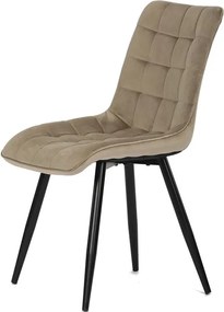 Sötétbézs bársony étkezőszék, fekete fém lábbal CT-384 CAP4