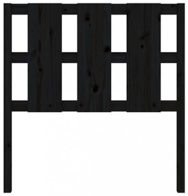 fekete tömör fenyőfa ágyfejtámla 105,5 x 4 x 100 cm