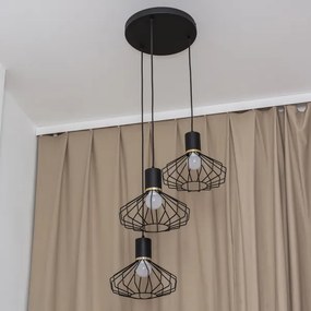 SOLANO kábeles csillár 3xE27/15W/230V fekete/arany