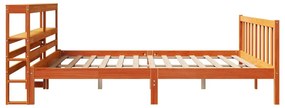 viaszbarna tömör fenyőfa ágykeret fejtámlával 200 x 200 cm