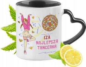 Fekete bögre szív alakú füllel Iza számára Ideális Ajándék