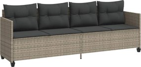 vidaXL világosszürke polyrattan napozóágy párnával