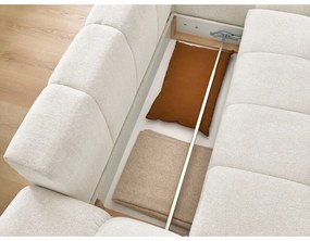 Fehér zsenília kinyitható-tárolóhelyes sarokkanapé (jobb oldali-heverő résszel) Everest – Bobochic Paris