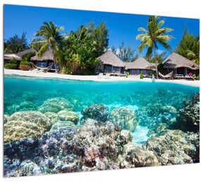 Tengerpart a trópusi szigeten képe (üvegen) (70x50 cm)
