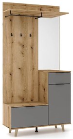 Előszobafal SVEN tükörrel, barna/grafit