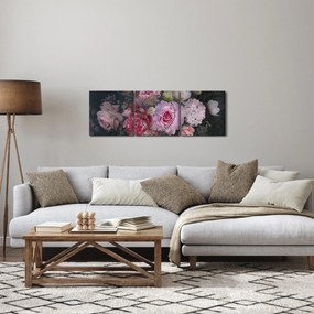 Kép - kerti virágok (órával) (90x30 cm)