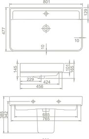 CeraStyle HERA - PULTRA ültethető - Top Counter - porcelán mosdó - 80 x 48 cm