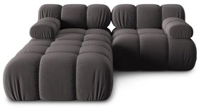 Sötétszürke bársony sarokkanapé Bellis – Micadoni Home