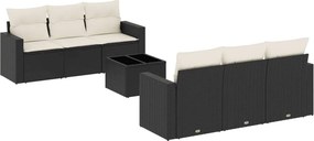 vidaXL 7 részes fekete polyrattan kerti ülőgarnitúra párnával